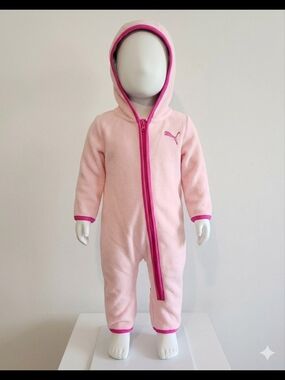 Puma Pink Hooded Fleece Infant Bunting W/foldover Hands/feet -0-3 Months